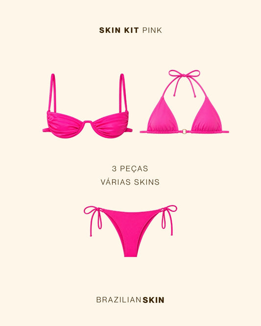 Kit de Biquíni 3 peças Rosa Pink