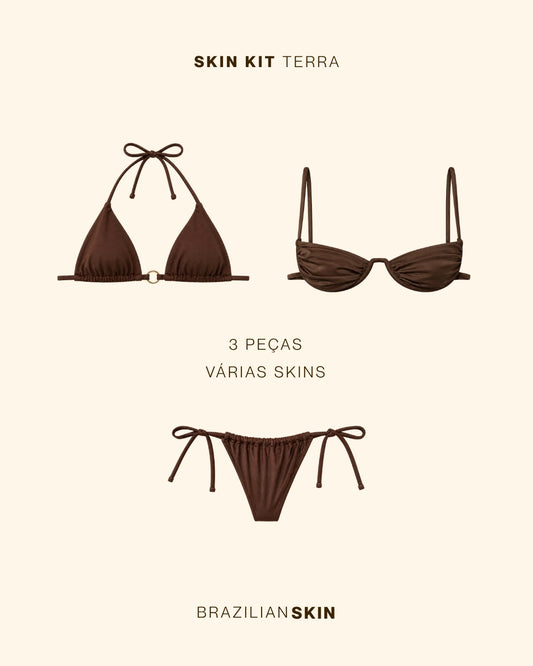 Kit de Biquíni 3 peças Marrom Terra