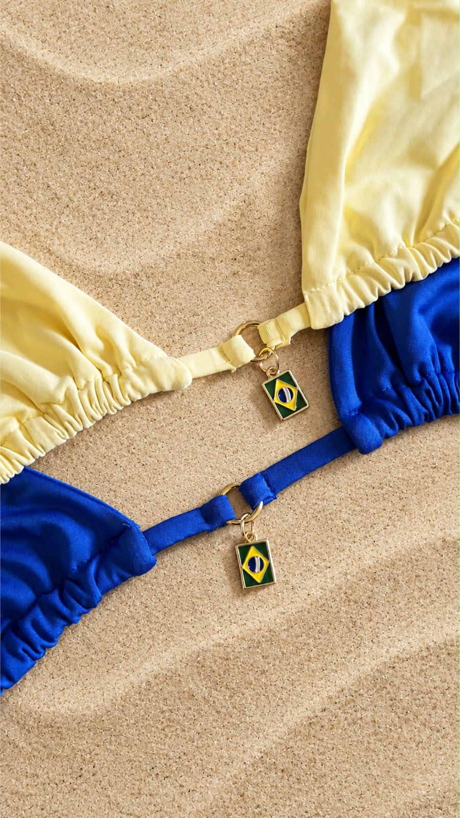 Top de Biquíni Cortininha Pingente Copa - Mirah Amarelo Manteiga